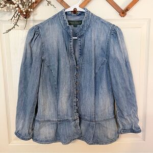 VINTAGE LAUREN Ralph Lauren Denim Jackie Multi Button Up
